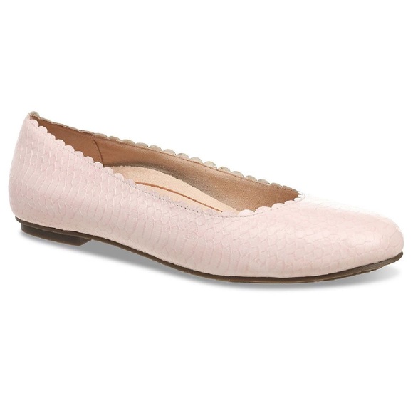 VIONIC Julieta Ballet Flat Shell Pink Snakeskin Comfort Scalloped - Picture 2 of 10